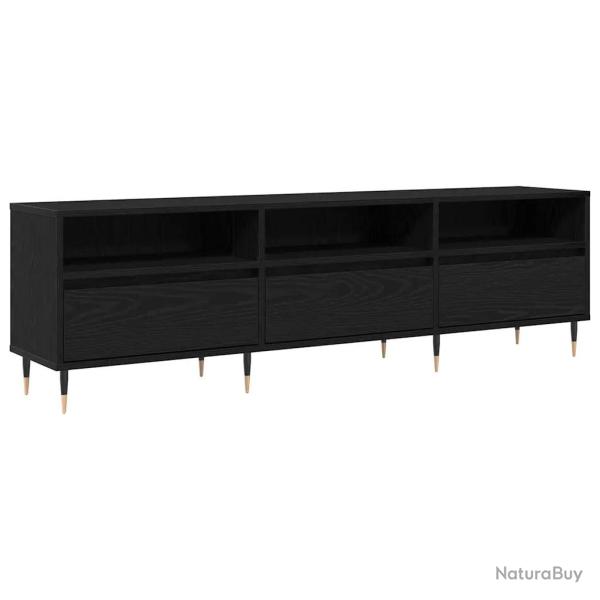 Meuble TV rectangulaire moderne rangement spacieuse 150 x 30 x 45 cm en bois d'ing�nierie noir 02_0