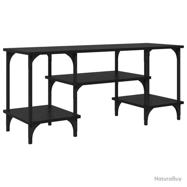 Meuble TV rectangulaire moderne avec ample espace de rangement salon 102 x 35 x 45 cm en bois noir