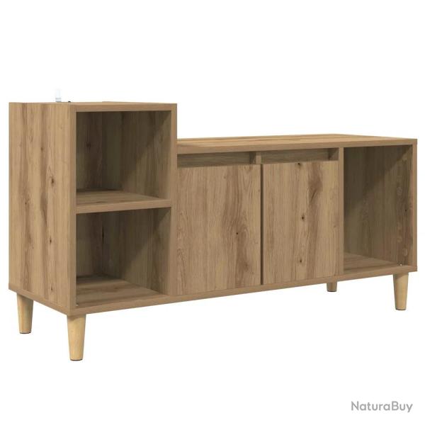 Meuble TV rectangulaire pratique avec 2 portes et �tag�re salon style rustique en bois d'ing�nierie