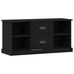 Meuble TV rectangulaire moderne rangement pratique 99,5 x 35,5 x 48 cm en bois ch&ecirc;ne noir 02_0052735