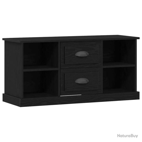 Meuble TV rectangulaire moderne rangement pratique 99,5 x 35,5 x 48 cm en bois ch�ne noir 02_0052735