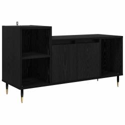 Meuble TV rectangulaire moderne espace divertissement 100 x 35 x 55 cm en bois d'ing&eacute;nierie noir 02