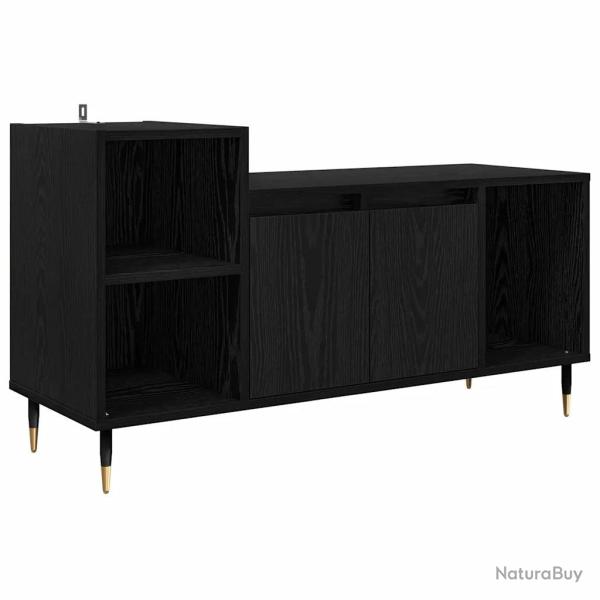 Meuble TV rectangulaire moderne espace divertissement 100 x 35 x 55 cm en bois d'ing�nierie noir 02