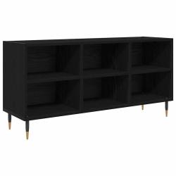 Meuble TV rectangulaire moderne avec rangements 103,5 x 30 x 50 cm en bois d'ing&eacute;nierie ch&ecirc;ne noir