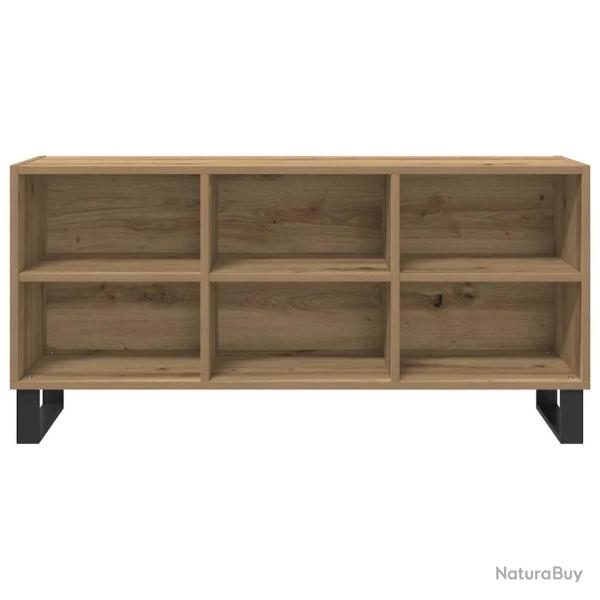 Meuble TV moderne � rangement fonctionnel 103,5 x 30 x 50 cm en bois d'ing�nierie ch�ne artisanal 0