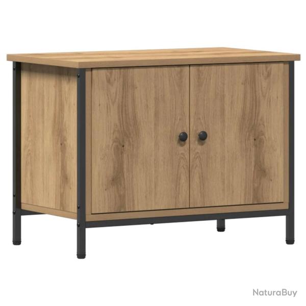 Meuble TV rectangulaire fonctionnel moderne 60 x 35 x 45 cm en bois d'ing�nierie beige 02_0052434