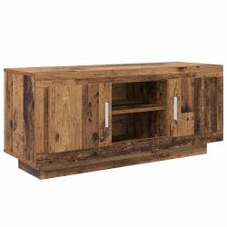Meuble TV rectangulaire design rustique salon rangement pratique 102 x 35 x 45 cm en bois ancien 02