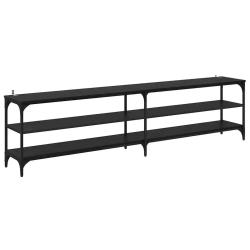Meuble TV rustique fonctionnel style moderne 200 x 30 x 50 cm en bois noir 02_0052718