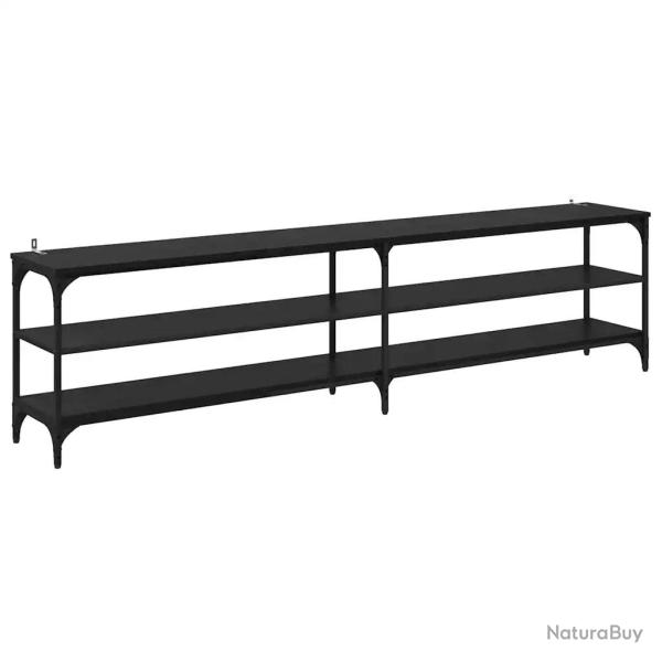 Meuble TV rustique fonctionnel style moderne 200 x 30 x 50 cm en bois noir 02_0052718