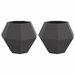 Lot de 2 jardini&egrave;res rectangulaires pour ext&eacute;rieur 75 x 75 x 60 cm design pratique en acier noir 02