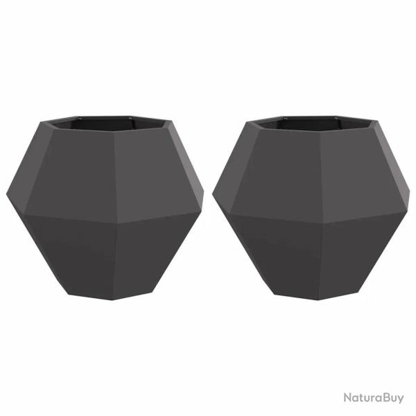 Lot de 2 jardini�res rectangulaires pour ext�rieur 75 x 75 x 60 cm design pratique en acier noir 02