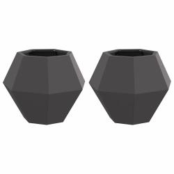 Lot de 2 jardini&egrave;res rectangulaires pour ext&eacute;rieur 50 x 50 x 40 cm en acier noir 02_0053119