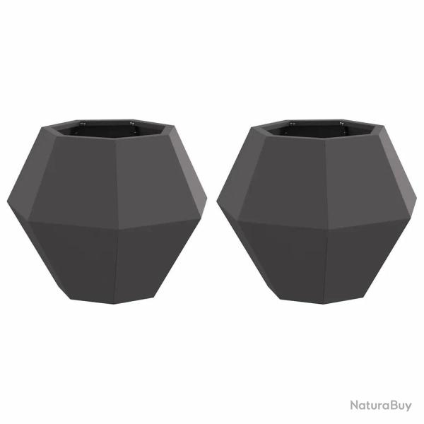 Lot de 2 jardini�res rectangulaires pour ext�rieur 50 x 50 x 40 cm en acier noir 02_0053119