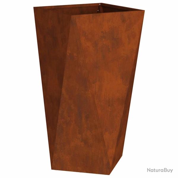 Jardini�re moderne pour ext�rieur 40 x 40 x 75 cm avec base int�gr�e et design chic en acier rouill