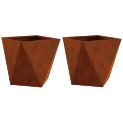 Lot de 2 jardini&egrave;res design moderne ext&eacute;rieures 50 x 50 x 50 cm en acier rouill&eacute; 02_0053089