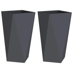 Lot de 2 jardini&egrave;res modernes pour ext&eacute;rieur 40 x 40 x 75 cm avec base stable en acier anthracite 0