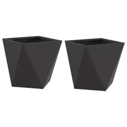 Lot de 2 jardini&egrave;res modernes 30 x 30 x 30 cm id&eacute;ales pour ext&eacute;rieur d&eacute;coratif en acier noir 02_005