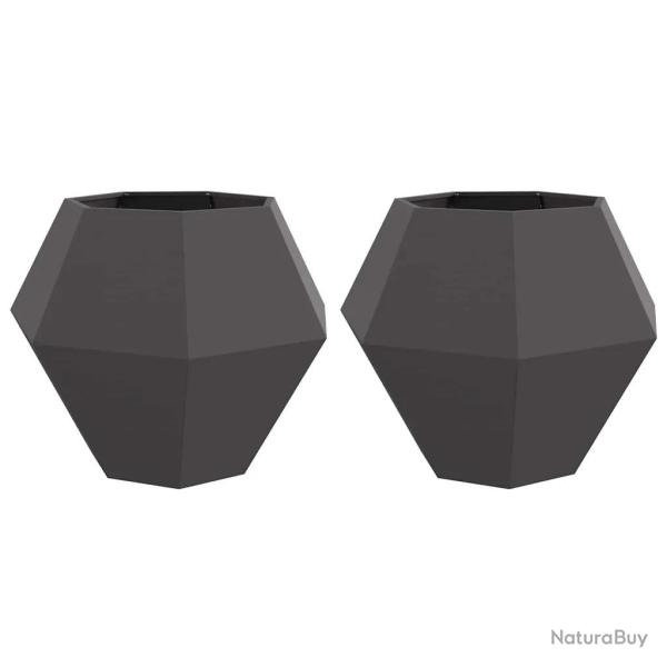 Lot de 2 jardini�res rectangulaires design chic jardin ext�rieur 100 x 100 x 80 cm en acier noir 02