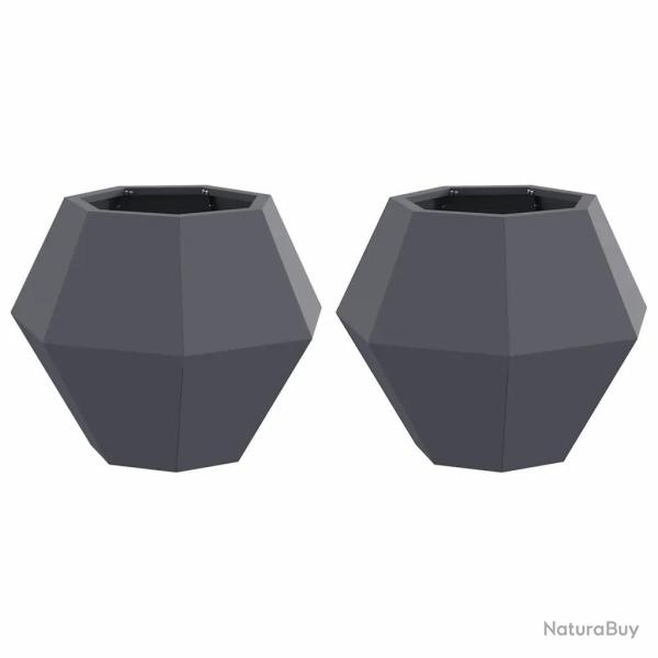 Lot de 2 jardini�res rectangulaires �l�gantes pour ext�rieur 50 x 50 x 40 cm en acier anthracite 02