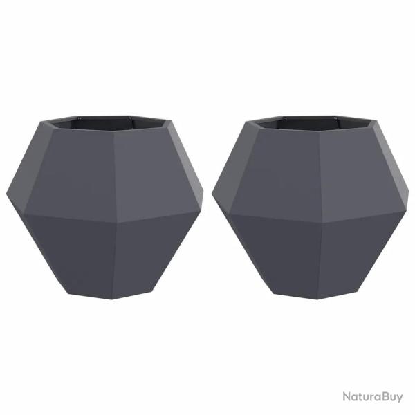 Lot de 2 jardini�res rectangulaires design ext�rieur 75 x 75 x 60 cm en acier anthracite 02_0053109