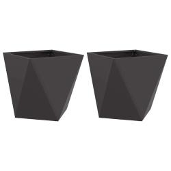 Lot de 2 jardini&egrave;res style moderne ext&eacute;rieur 40 x 40 x 40 cm en acier noir 02_0053063