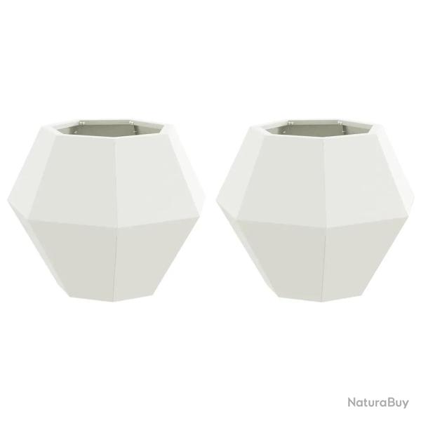 Lot de 2 jardini�res rectangulaires pour ext�rieur 50 x 50 x 40 cm en acier blanc 02_0053121
