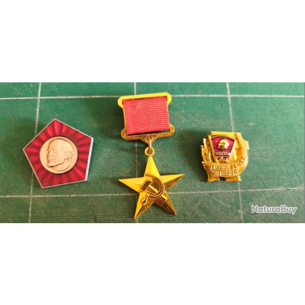 3 insignes WW2 URSS communisme L�nine