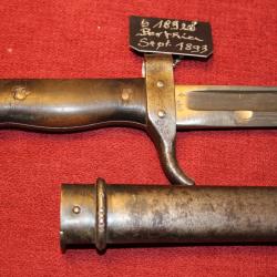 Baionnette Berthier  avec marquage " 7 bre  1893 "  1er type
