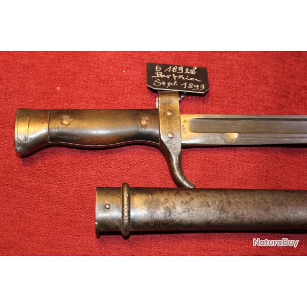 Baionnette Berthier  avec marquage " 7 bre  1893 "  1er type