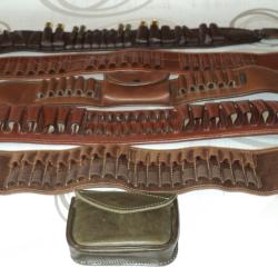 Lot de cartouchi&egrave;res de ceinture , CUIR, pour Balles RAYEES et MIXTES