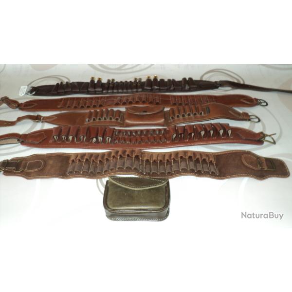 Lot de cartouchi�res de ceinture , CUIR, pour Balles RAYEES et MIXTES