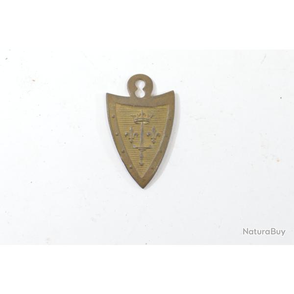 Ancienne m�daille blason bouclier armoiries Jeanne d'Arc, �p�e couronne et fleurs de lys