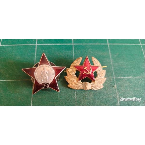 M�dailles et insigne des casquette URSS ww2