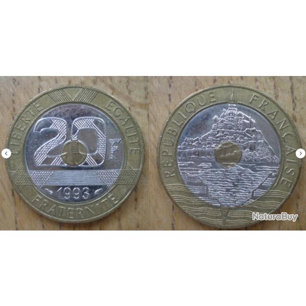 France 20 Francs 1993 Mont Saint Michel V Ferme Piece Frc Frs Frcs