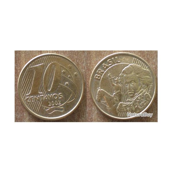 Bresil 10 Centavos 2002 Piece Reals Cruzeiros Centavo Amerique Sud Cruzados