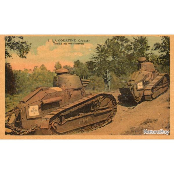 Carte Postale Ancienne - La Courtine Creuse - Chars en manoeuvre -N�7613