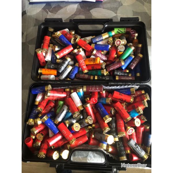 plus de 8kg de cartouches pour chasse,baltrap, cal 12,  toutes marques, plombs de 7,5    24g;28g,32g