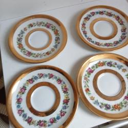 4 soucoupes en porcelaine dor&eacute; limoges france diam&egrave;tre 13,5 cm
