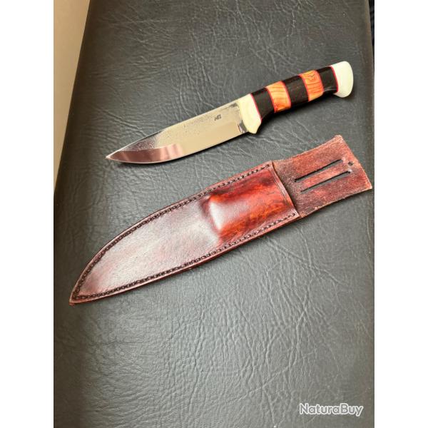 SUPERBE COUTEAU FIXE ARTISANAL MG