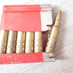 Lame chargeur de manipulation + 6 cartouches en laiton pour fusil 1889, 96/11: ogive arrondie. GP90