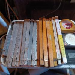 Lot m&egrave;tres ancien menuisier &eacute;b&eacute;niste charpentier