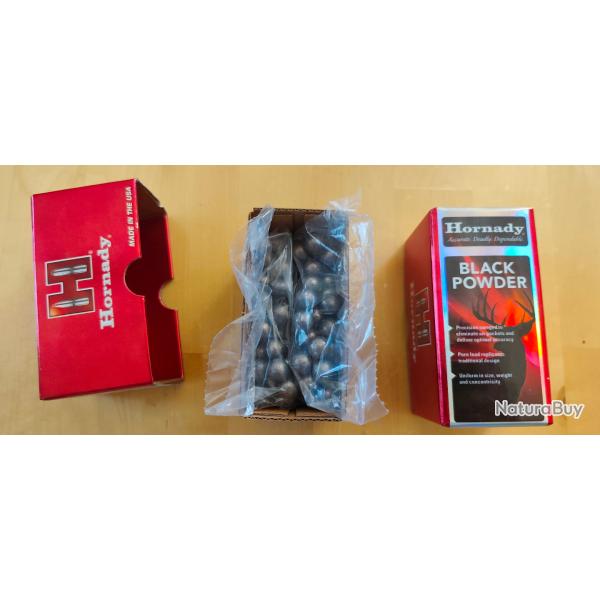 Balles rondes pour arme ancienne - Calibre .44 - Hornadys - .454" - Par 200