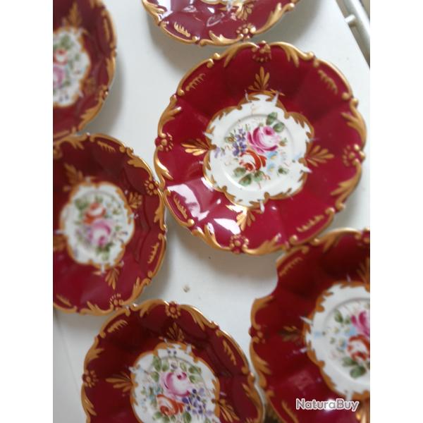 soucoupe x6 en porcelaine limoges faint main diam�tre 14 cm
