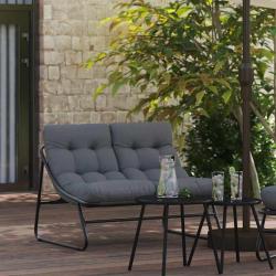 Banc de Jardin avec Coussin Noir 110x80x71 cm Acier