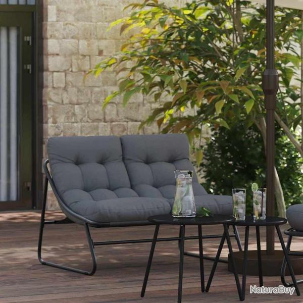 Banc de Jardin avec Coussin Noir 110x80x71 cm Acier