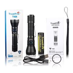 Lampe T40R Puissance 1800 Lumens Distance 550m +Batterie *Ench&egrave;re* Outdoor Type C Trustfire