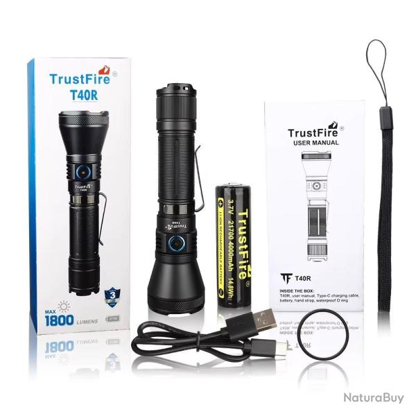 Lampe T40R Puissance 1800 Lumens Distance 550m +Batterie *Ench�re* Outdoor Type C Trustfire