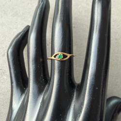 Bague en or massif 18 carats - pierre verte - taille 52