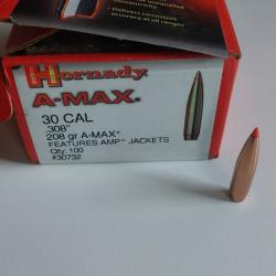 72 Ogives Hornady A-MAX 208gr .30 cal
