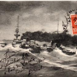 Carte postale de Cherbourg - Cuirass&eacute; Type R&eacute;publique par Grosse Mer -N&deg;7621
